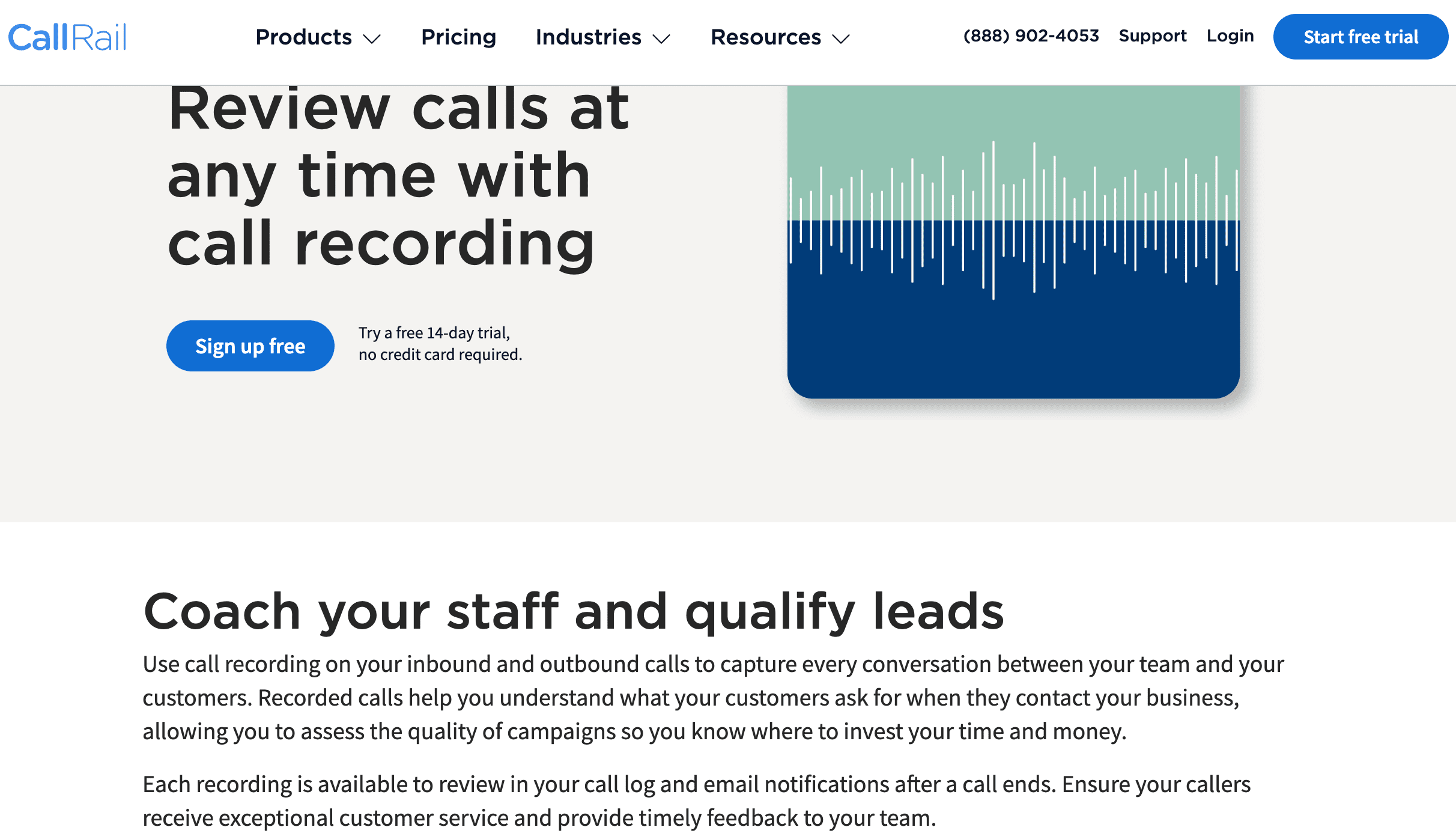callrail recording calls feature