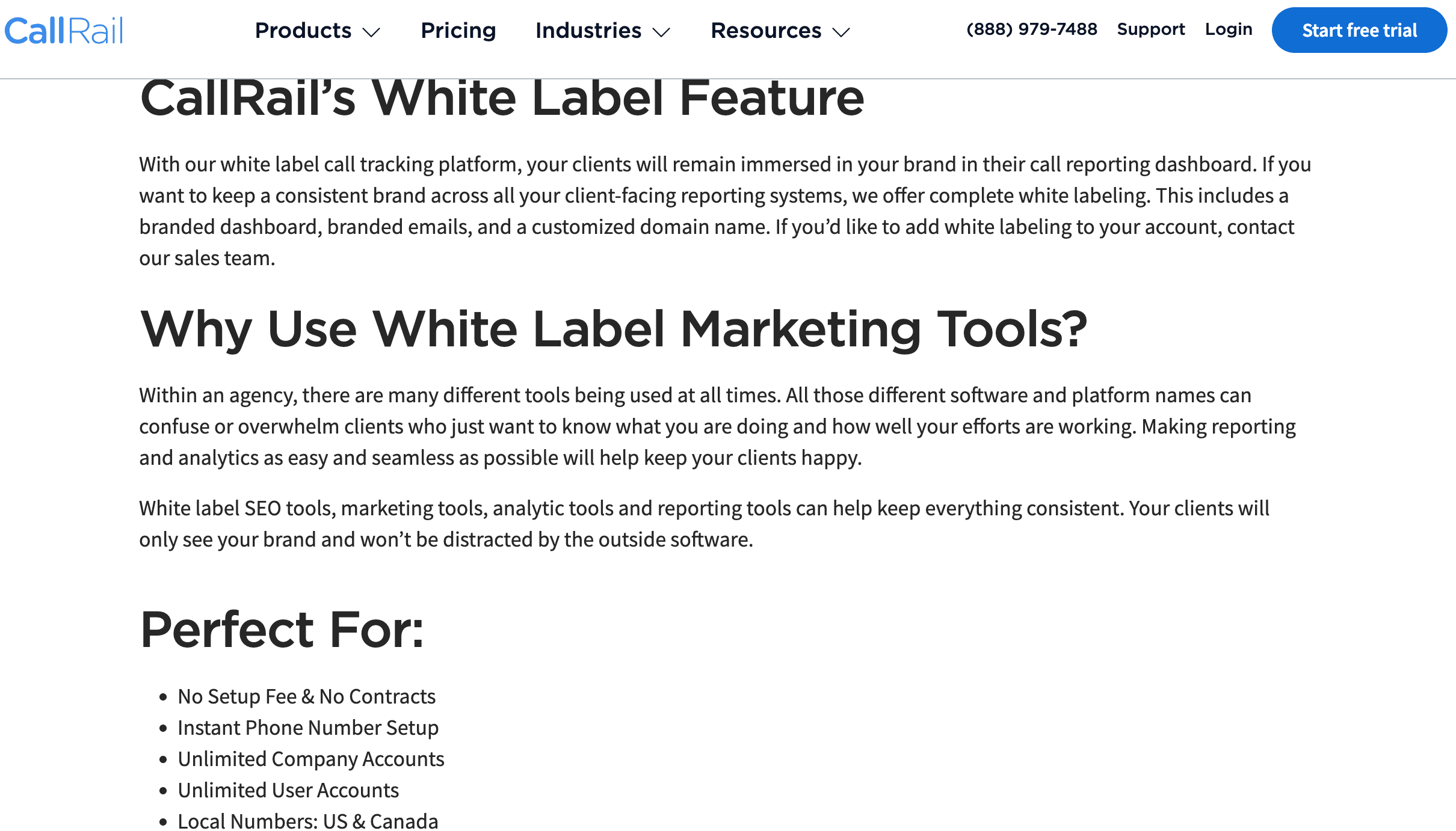 callrail call tracking with white label