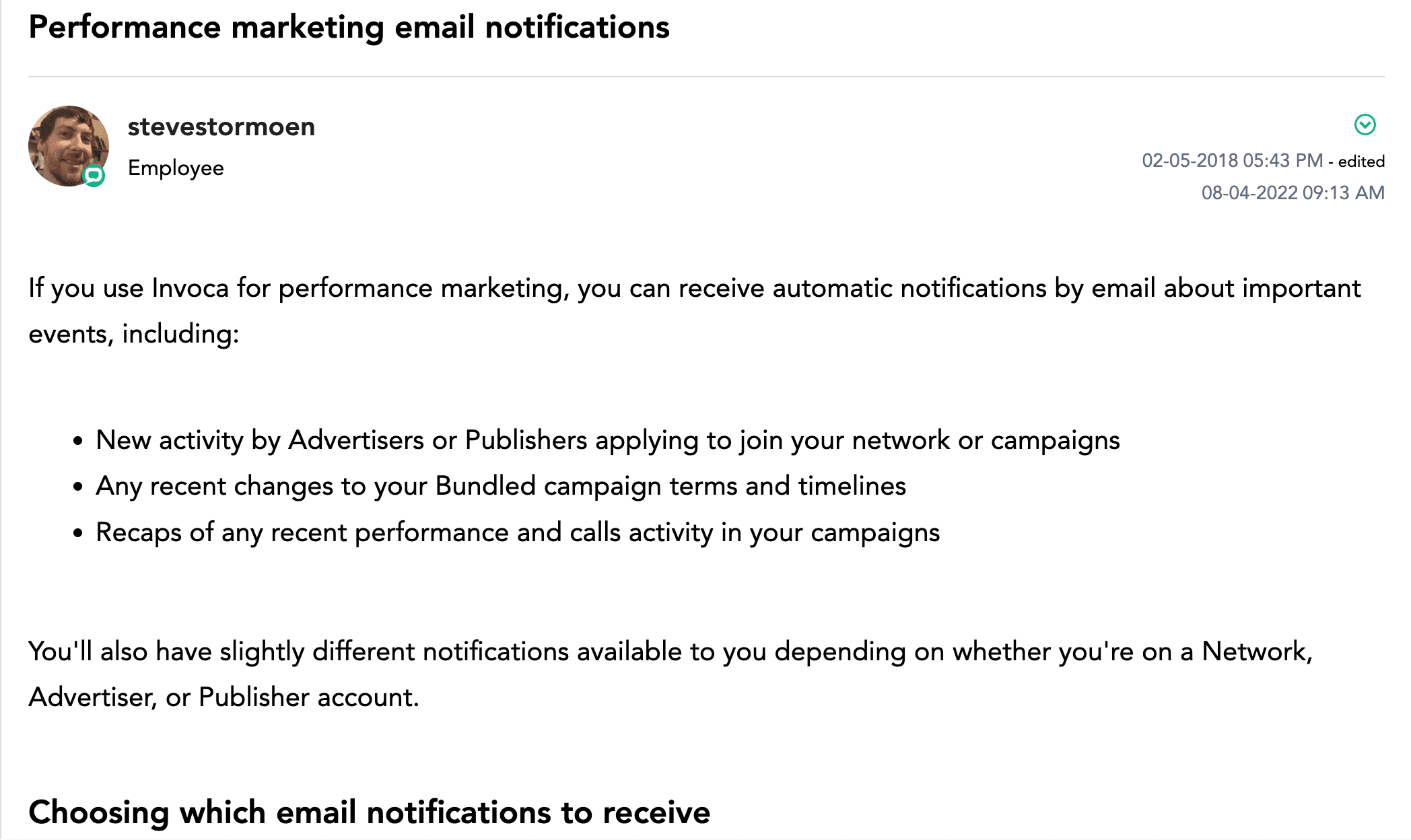 invoca call tracking email notifications