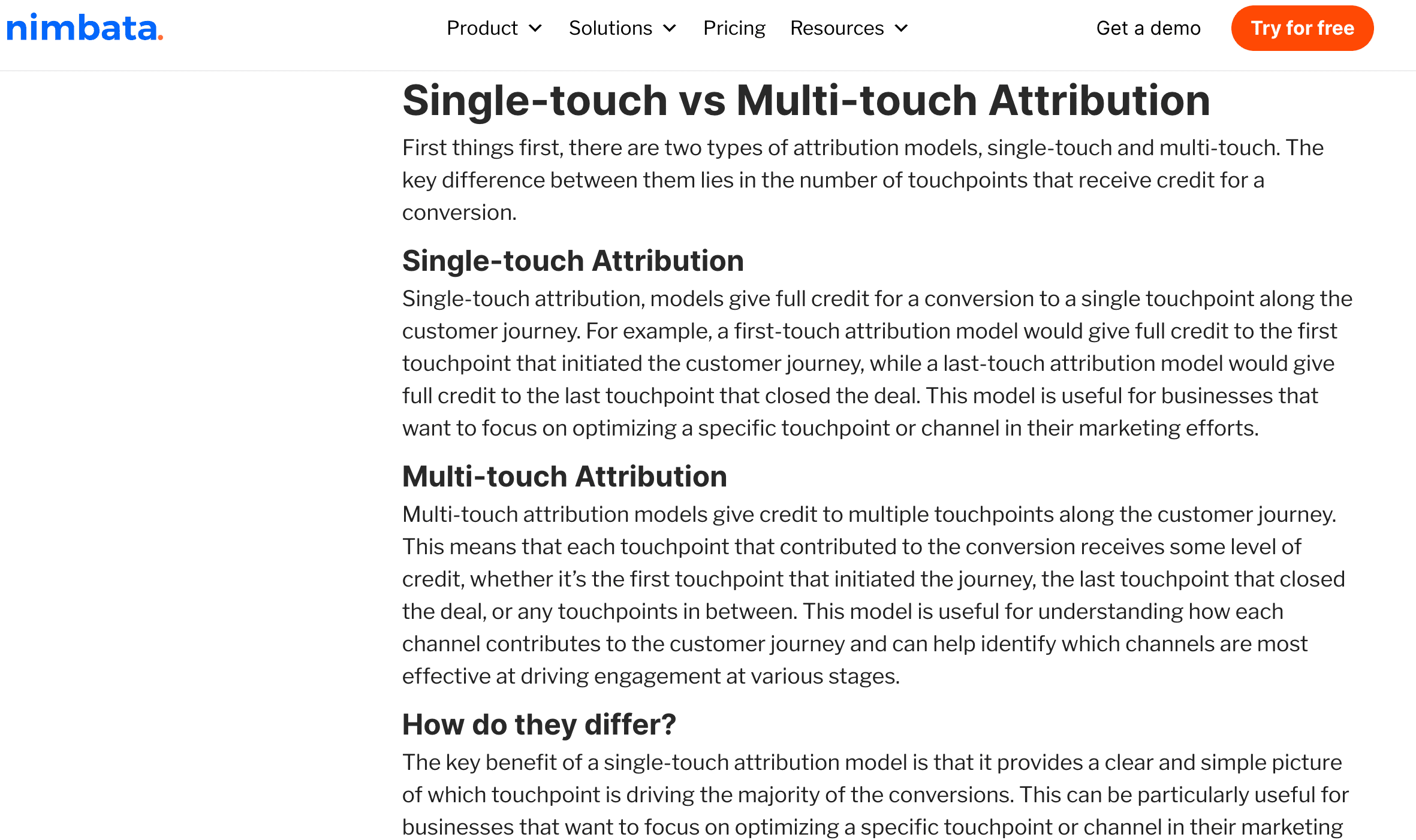 nimbata multi-touch attribution modeling