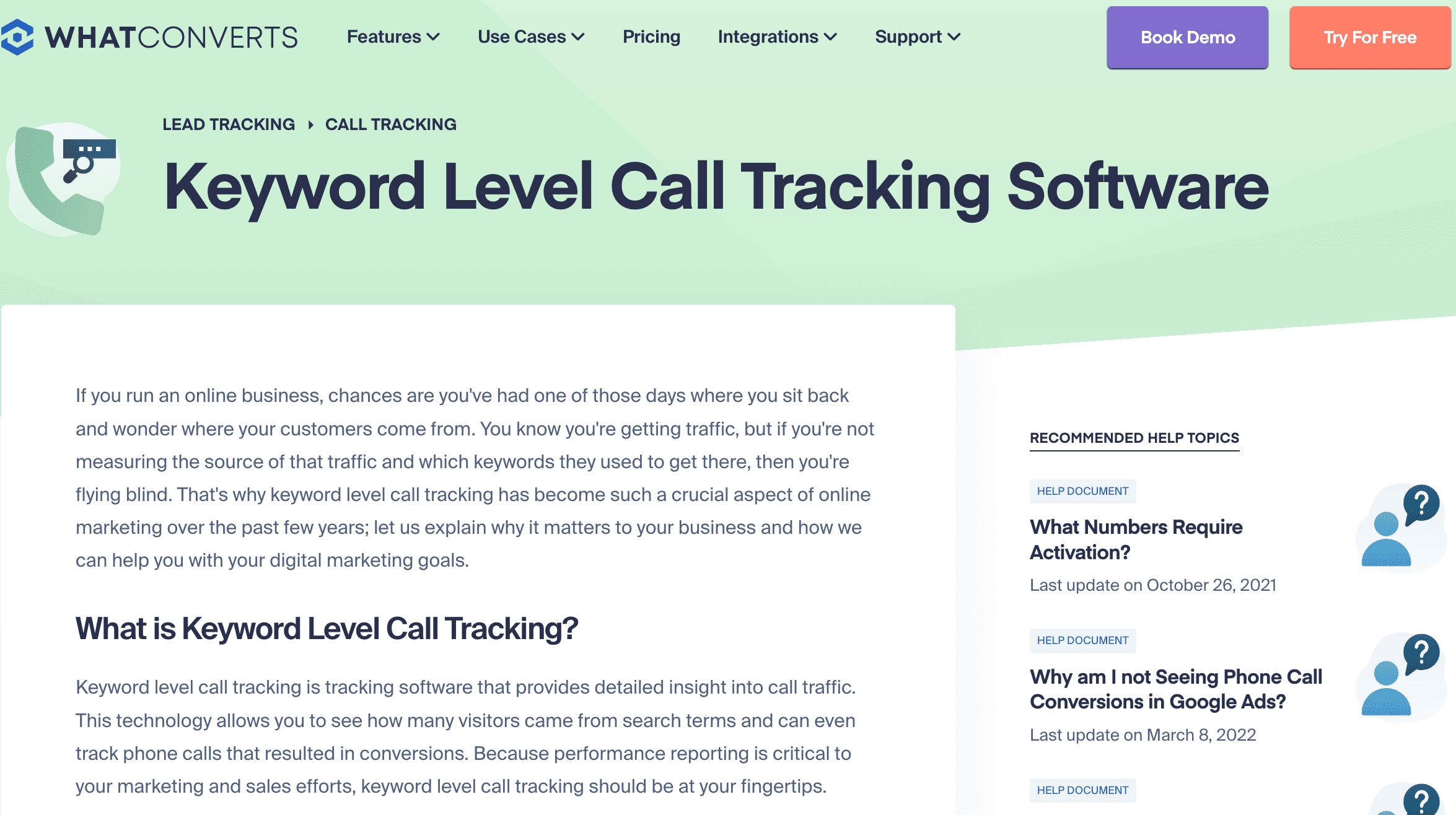 whatconverts call tracking keyword attribution