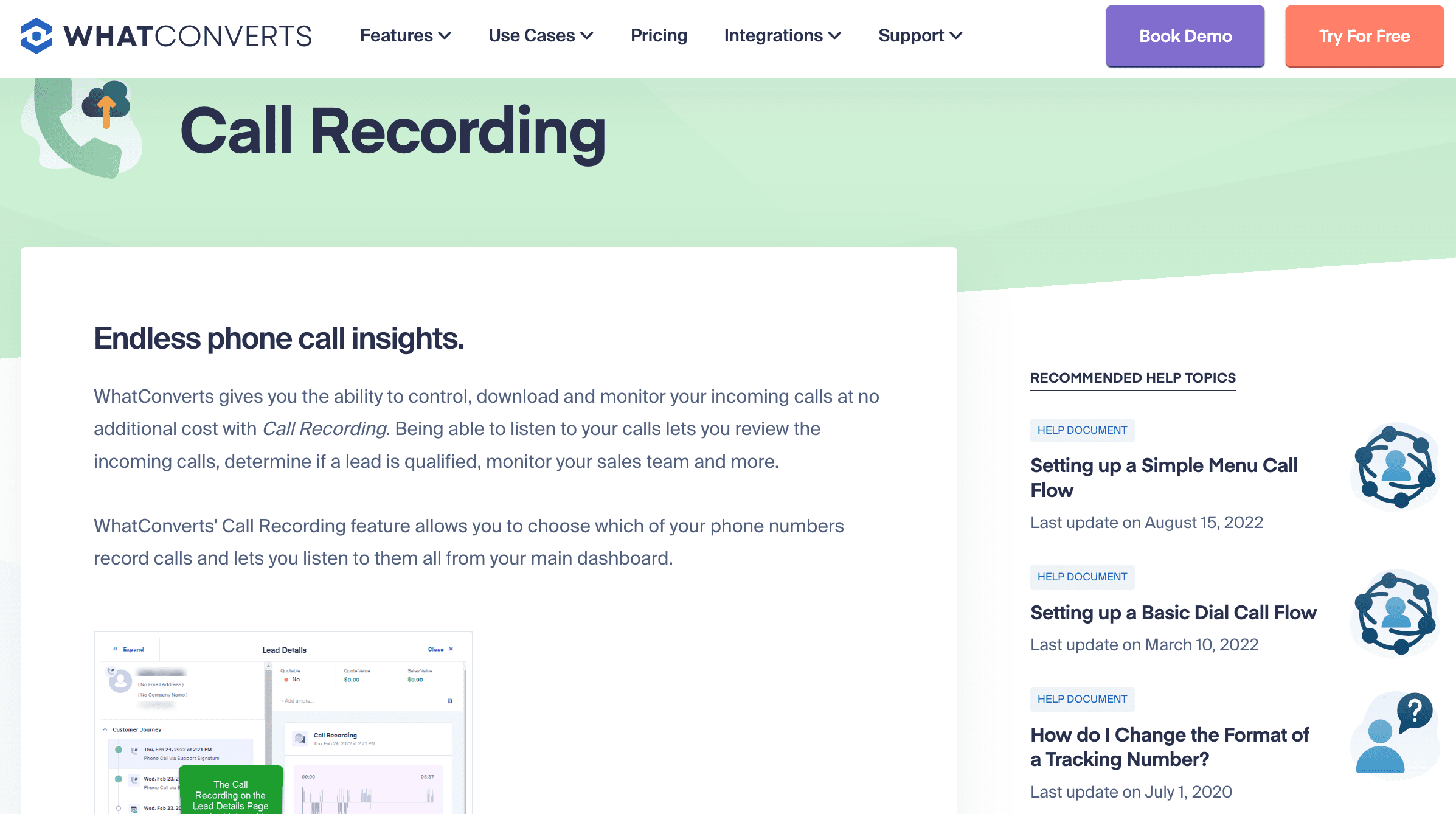 whatconverts call tracking recording
